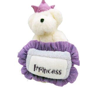 Princess Alaina Plush Boyd's Bears Sparkly White Bear Pink Crown Vintage 6 Inch